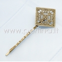 Hair bobby pin with filigree, antique bronze, 66x26.5x4.5mm
