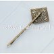 Hair bobby pin with filigree, antique bronze, 66x26.5x4.5mm