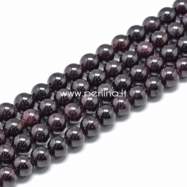 Garnet gemstone bead, round, 11~12 mm, 1 strand/33 pcs