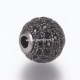 Micro pave cubic zirconia bead, gunmetal, 10mm, 1pcs
