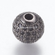Micro pave cubic zirconia bead, gunmetal, 10mm, 1pcs