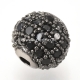 Micro pave cubic zirconia bead, gunmetal, 10mm, 1pcs