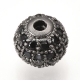 Micro pave cubic zirconia bead, gunmetal, 10mm, 1pcs