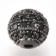 Micro pave cubic zirconia bead, gunmetal, 10mm, 1pcs