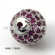 Micro pave cubic zirconia bead, platinum, 10mm, 1pcs