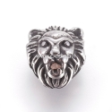 Stainless steel bead "Lion", antique silver, 11.5x10x7mm, 1pcs