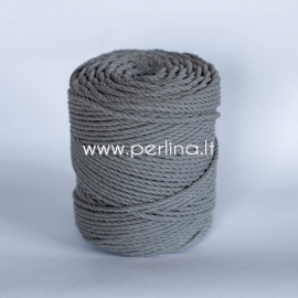 Twisted cotton cord, dark grey, 4 mm, 160 m