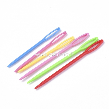 ABS plastic knitting needles, mixed color, two sizes, 6 pcs