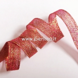 Organza ribbon, sparkle coral, 9 mm, 1 m