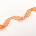 Organza ribbon, orange color, 10 mm, 1 m