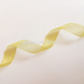 Organza ribbon, yellow color, 10 mm, 1 m