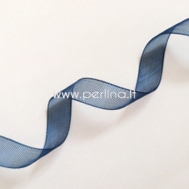 Organza ribbon, dark blue color, 10 mm, 1 m