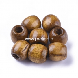 Wood bead, dyed, coconut brown color, 16x16~17 mm, 1 pc