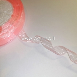 Organza ribbon, peachy color, 12 mm, 1 m