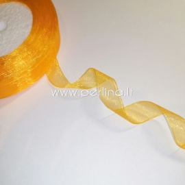 Organza ribbon, light orange color, 12 mm, 1 m