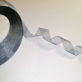 Organza ribbon, grey color, 12 mm, 1 m