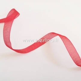 Organza ribbon, red color, 12 mm, 1 m