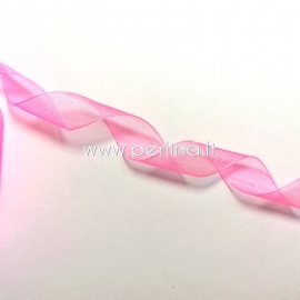 Organza ribbon, hot pink color, 15 mm, 1 m