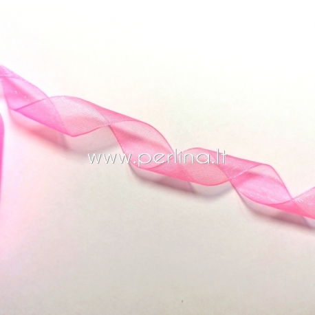 Organza ribbon, hot pink color, 15 mm, 1 m