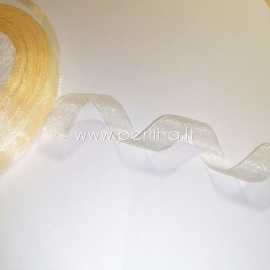 Organza ribbon, light yellow, 15 mm, 45,72 m