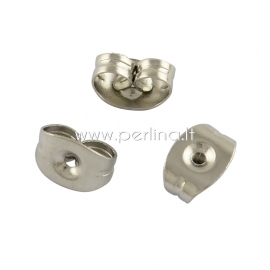 Earring post stopper, stainless steel, 5x3x2,5mm, 1 pair