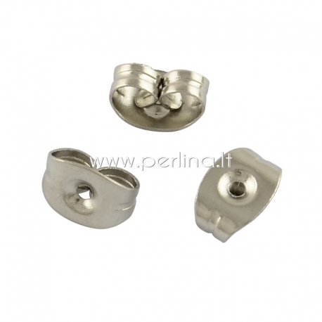 Earring post stopper, stainless steel, 5x3x2,5mm, 1 pair