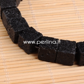 Dyed natural Lava beads, 12x12x12mm, 1pc