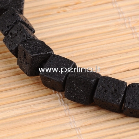 Dyed natural Lava beads, strand, 8x8x8mm