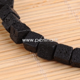 Dyed natural Lava beads, 8x8x8mm, 1pc