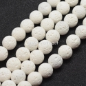 Dyed natural Lava beads, white, 6mm, 1pc