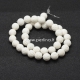 Dyed natural Lava beads, white, strand, 8mm