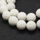 Dyed natural Lava beads, white, strand, 8mm