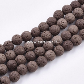 Dyed natural Lava beads, cocnut brown, 8~8,5mm 1pc