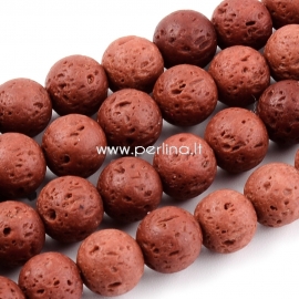 Dyed natural Lava beads, saddle brown, strand, 8~8,5mm