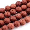 Dyed natural Lava beads, saddle brown, strand, 8~8,5mm