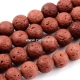 Dyed natural Lava beads, saddle brown, 6mm 1pc