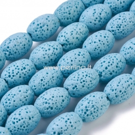 Dyed natural Lava beads, light sky blue, 15x11mm 1pc