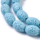Dyed natural Lava beads, light sky blue, 15x11mm 1pc