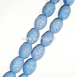 Dyed natural Lava beads, cornflower blue, 15x11mm 1pc