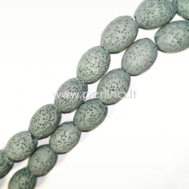Dyed natural Lava beads, gray, 15x11mm, 1pc