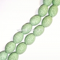 Dyed natural Lava beads, light green, 15x11mm, 1pc