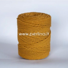 Twisted cotton cord, mustard, 3 mm, 240 m