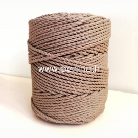 Twisted cotton cord, taupe, 3 mm, 240 m