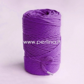 Pasukta medvilninė virvė, violetinė sp., 3 mm, 140 m