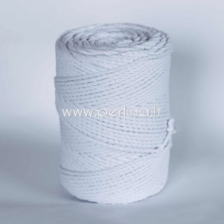 Twisted cotton cord, white, 3 mm, 120 m
