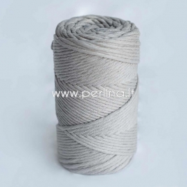 Cotton rope, light grey, 3 mm, 140 m