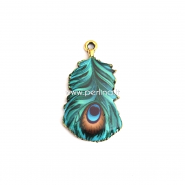 Pendant "Peacock", gold plated, 32x18 mm