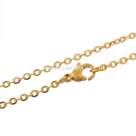 Stainless steel link cable chain, gold plated, 45 cm long, 3x2,5 mm