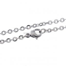 Stainless steel link cable chain, silver tone, 45 cm long, 3x2,5 mm