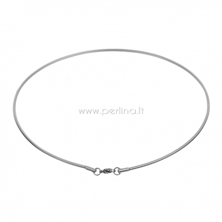Stainless steel wire collar necklace, silver tone, 43,5 cm long